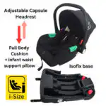 Evolve 3 in 1 Stroller + Bassinet + i-Size Capsule Travel System with Sunshade Sets and Mattress + Food Tray - Image 6
