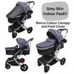 Legacy Travel System - Stroller + Bassinet + Capsule with Mattress and Food Tray - Grey Skin - Image 10