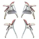 Elevate Adjustable and Folding High Chair with Locking Wheels & Storage Basket - PINK - Image 13