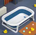 Modern Space-Saving Baby Bathtub with Supportive Pillow and Temperature Reader - Image 9