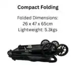 Roam Compact Travel-Friendly Stroller with Extended Canopy - BLACK - Image 7