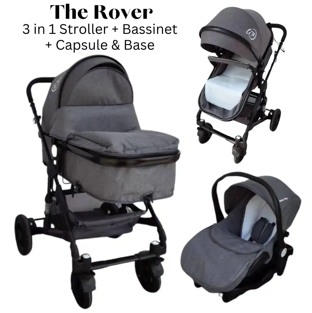 962898A9-A517-476D-A974-C4F7F0208A62 Rover Grey (Boss Mini) - 3 in 1 Stroller System + Bassinet + Capsule Combo - Image 1
