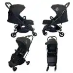 Mico Compact Folding Travel Stroller with Cup Holder and Extra Liner - BLACK - Image 9