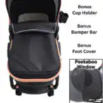 Ultra – 3 in 1 Stroller + Bassinet + Capsule Combo with Sunshade Sets and Food Tray - Black - Image 7