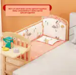 Co-sleeper Wooden Baby Crib Bed + Mattress + Fold out Changing Table + 5-piece bedding - Image 6