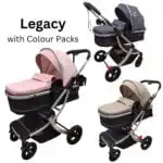 Legacy Travel System - Stroller + Bassinet + Capsule with Mattress and Food Tray - BLACK - Image 14