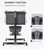 Preorder - Lucca Baby Bassinet Cradle Co-Sleeper Bed with Canopy and Storage Basket - Image 6