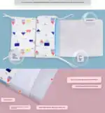 Co-sleeper Wooden Blue Baby Crib Bed + Mattress + Fold out Changing Table + 5-piece bedding - Image 12