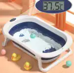 Modern Space-Saving Baby Bathtub with Supportive Pillow and Temperature Reader - Image 5