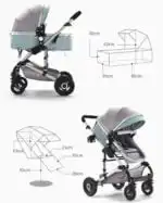 SALE! Multifunctional 3 in 1 Stroller + Bassinet + Capsule and Base - BLACK - Image 20