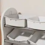 Treehouse Toy & Book Storage Shelf with 8 Bins – White & Grey - Image 9