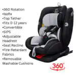 Guardian 360 Rotating and Convertible Car Seat with ISOFIX and Top Tether - Image 6