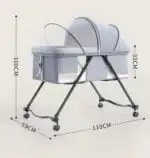 Luna Portable Compact Folding Baby Bassinet with Canopy and Locking Wheels - Image 9