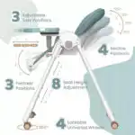 Elevate Adjustable and Folding High Chair with Locking Wheels & Storage Basket - PINK - Image 9