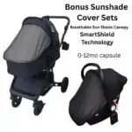 Evolve - 3 in 1 Stroller + Bassinet + i-Size Capsule Travel System with Mattress, Food Tray + Beige Skin - Image 7