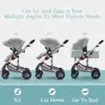 SALE! Multifunctional 3 in 1 Stroller + Bassinet + Capsule and Base - BLACK - Image 11