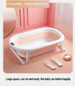Modern Space-Saving Baby Bathtub with Supportive Pillow and Temperature Reader - Image 11