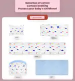 Multifunctional Wooden Co-Sleeper Bassinet Bed + Mattress + 5-piece Bedding + Fold-Out Changing Table - PINK - Image 10