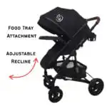Rover Pro 3-in-1 Stroller, Bassinet, and Capsule Combo with Sunshade Sets + Foodtray - BLACK - Image 9