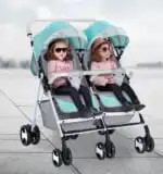 Black 2-Way Folding Compact Double / Twin Stroller + Rain Cover - Image 12