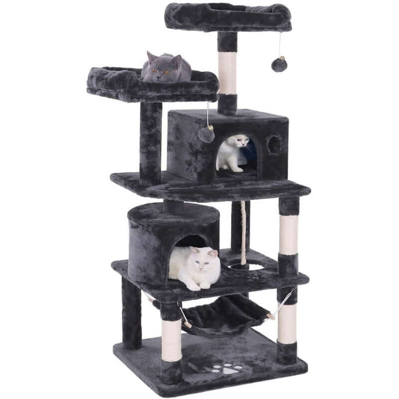Cat Tree House with Scratching Posts Hammock