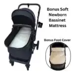 Evolve - 3 in 1 Stroller + Bassinet + i-Size Capsule Travel System with Mattress, Food Tray + Beige Skin - Image 11
