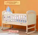 Co-sleeper Wooden Blue Baby Crib Bed + Mattress + Fold out Changing Table + 5-piece bedding - Image 8