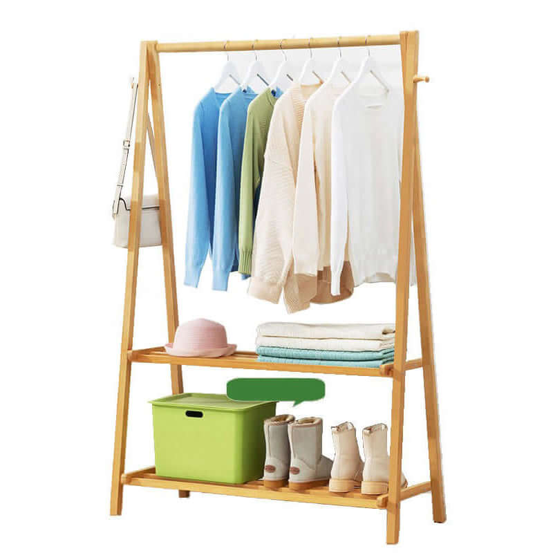 Cloth Rack Garment Rack Bamboo Clothes stand with Coat Rack