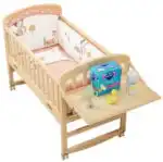 Co-sleeper Wooden Blue Baby Crib Bed + Mattress + Fold out Changing Table + 5-piece bedding - Image 15