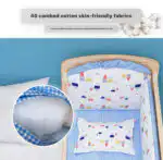 Co-sleeper Wooden Blue Baby Crib Bed + Mattress + Fold out Changing Table + 5-piece bedding - Image 10