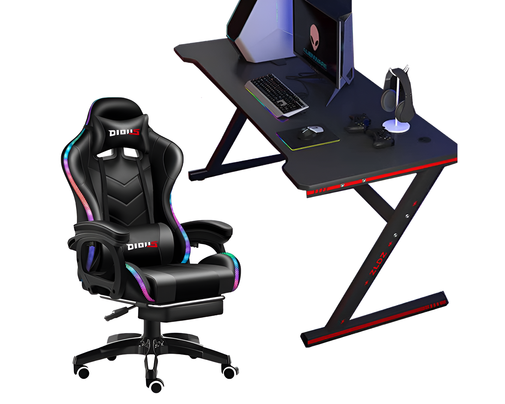 Gaming Chair with Desk – RGB Gaming Chair Combo with Gaming Desk Table