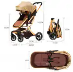 Baby 2 in 1 Multifunctional Two-Way Bassinet Stroller BLACK - Image 9