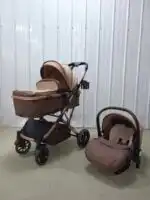 Gold Series Khaki 3-in-1 Stroller, Bassinet, and Capsule Combo with Food Tray - Image 14