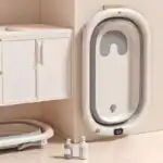 Preorder - Foldable Baby Bath with Digital Thermometer & Newborn Support Rack - GREY - Image 9