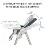 Adjustable and Folding Feeding High Chair with Plush Cushion and Storage Basket - Image 18
