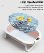 Modern Space-Saving Baby Bathtub with Supportive Pillow and Temperature Reader - Image 9