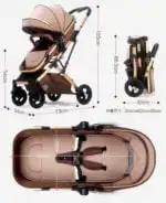 Gold Series Khaki 3-in-1 Stroller, Bassinet, and Capsule Combo with Food Tray - Image 13