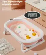 Modern Space-Saving Baby Bathtub with Supportive Pillow and Temperature Reader - Image 5