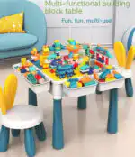 Versatile Children’s Play Activity Table with Chair and Building Blocks