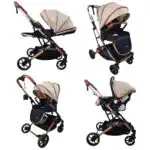 The Flex Beige: 3 in 1 Stroller, Open Bassinet, and Capsule Car Seat Combo with Sunshade Cover Sets - Image 21