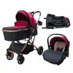 Gold Series Red 3-in-1 Stroller, Bassinet, and Capsule Combo with Food Tray - Image 9