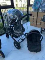 SALE! Multifunctional 3 in 1 Stroller + Bassinet + Capsule and Base - BLACK - Image 23