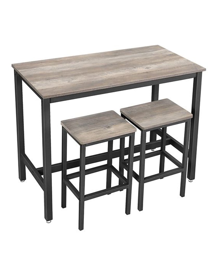 Modern Bar Table Stool Set Greige & Black