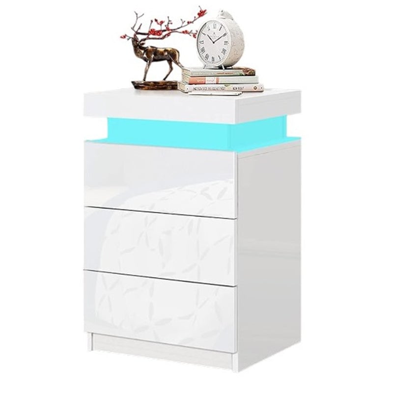 Bedside Table with Drawer Rgb Led Light Side Table