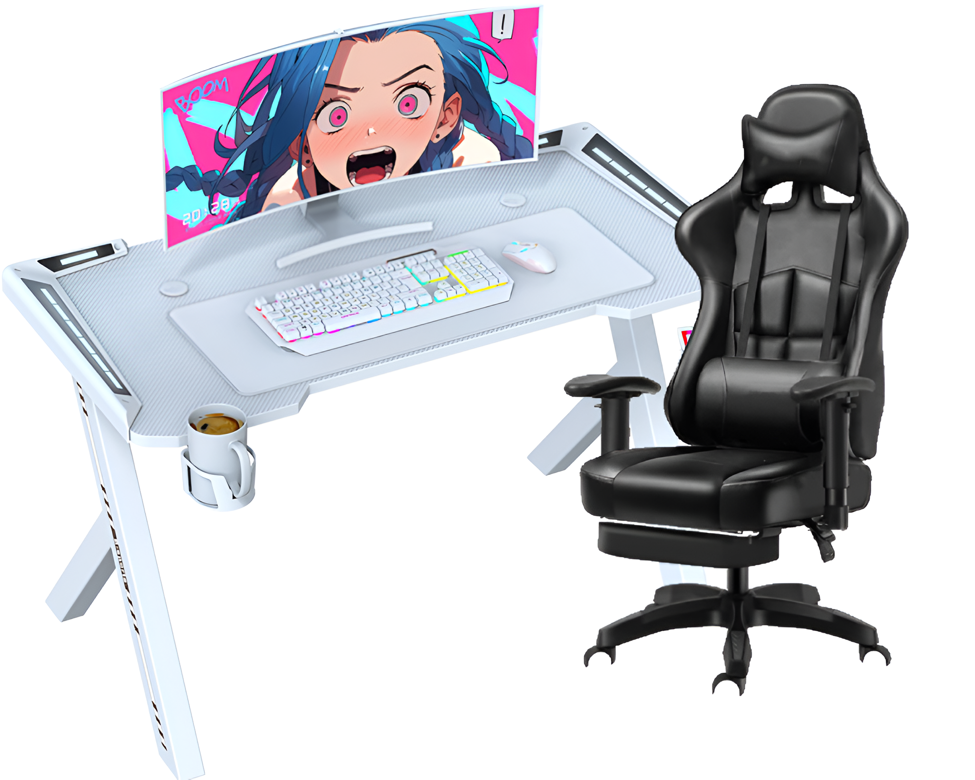 Gaming Chair Desk Combo RGB LED Desk