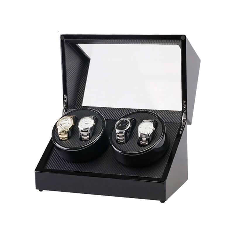 Automatic Quad Watch Winder Wood Display Box Motor Rotation Storage