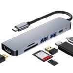 AD033 6-in-1 USB Type-C Hub Dock, USB3.0, Type-C Charge, HDMI, Card Reader
