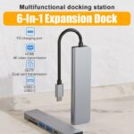 AD033 6-in-1 USB Type-C Hub Dock, USB3.0, Type-C Charge, HDMI, Card Reader - Image 4