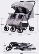 SALE! Folding Double Stroller / Sit and Lie down Twin Baby Stroller - Image 8