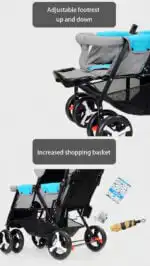 Deluxe Tandem Double Stroller Travel System for Newborns and Toddlers + Rain Cover - Image 14